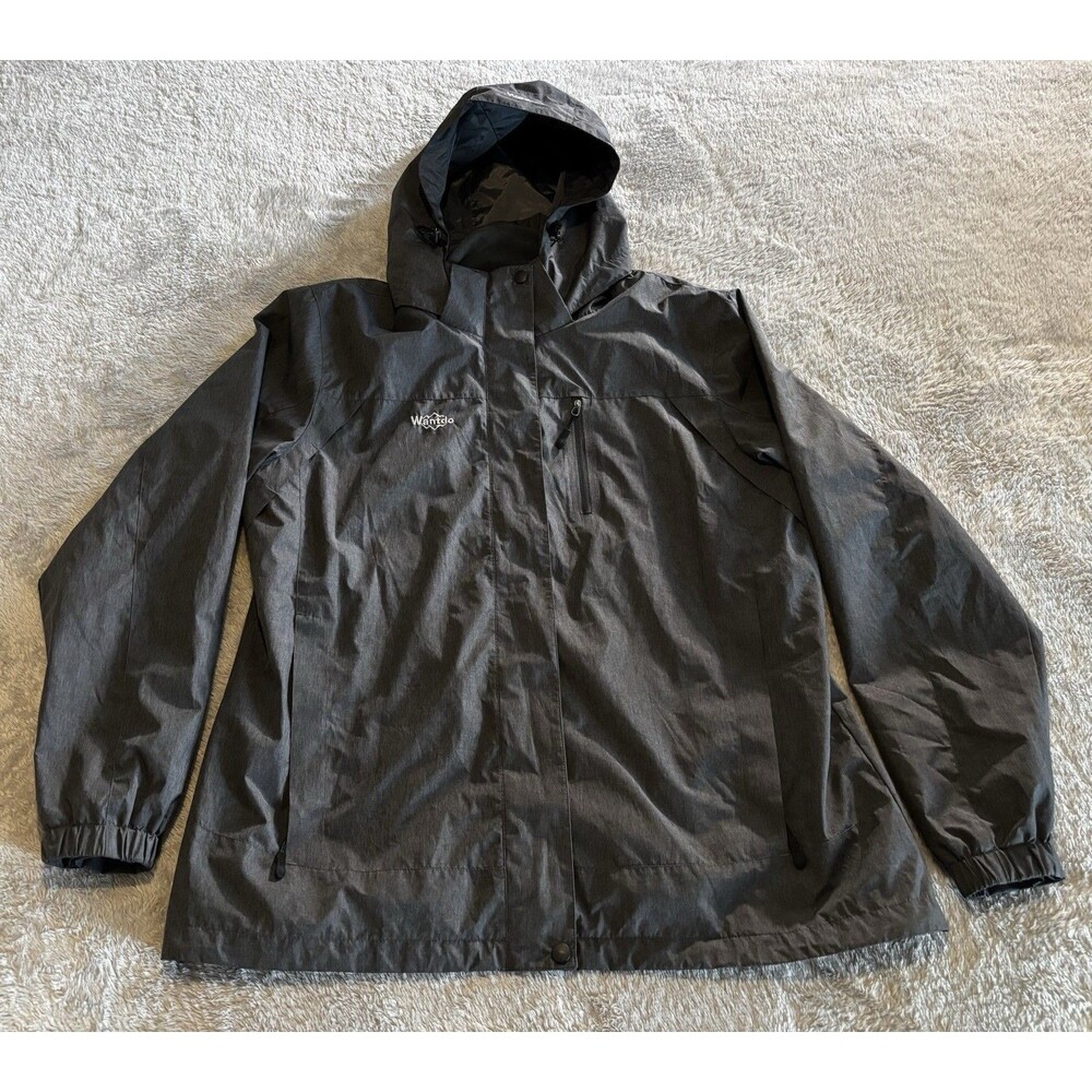Wantdo Mens XL Waterproof Ski Wind Jacket Hooded  Coat Lined Black